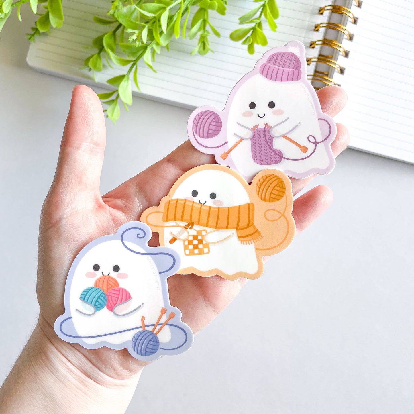 Cute Knitting & Crochet Ghost Waterproof Matte Vinyl Sticker