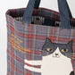Kusuguru Japan Nago Cat Embroidered Small Tote - Slate Blue