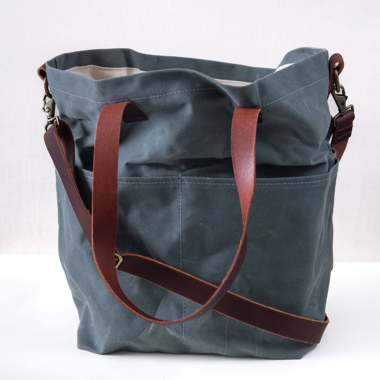 Waxed canvas crossbody tote