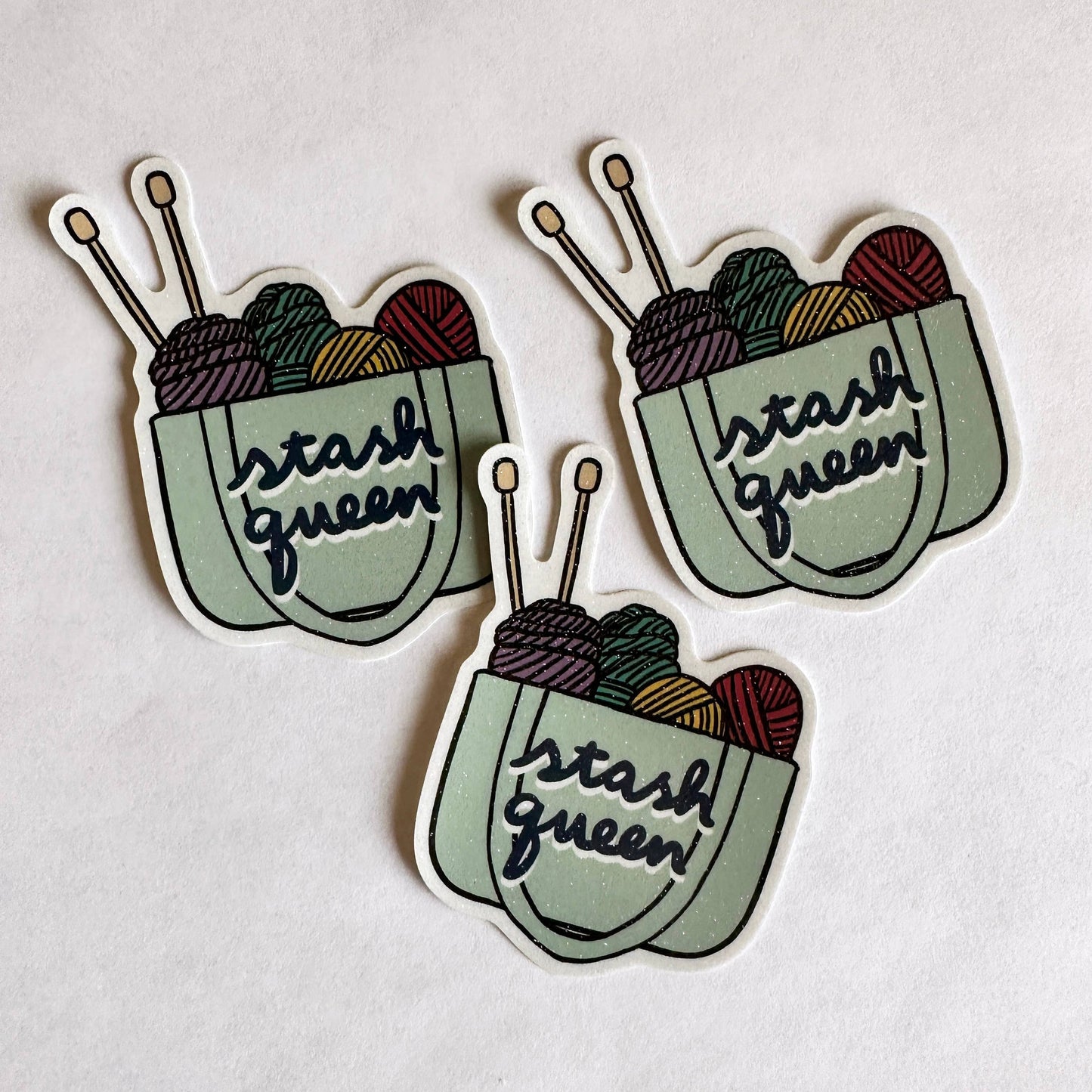 Stash Queen Yarn Vinyl Sticker - Knitting Knit Fiber Wool