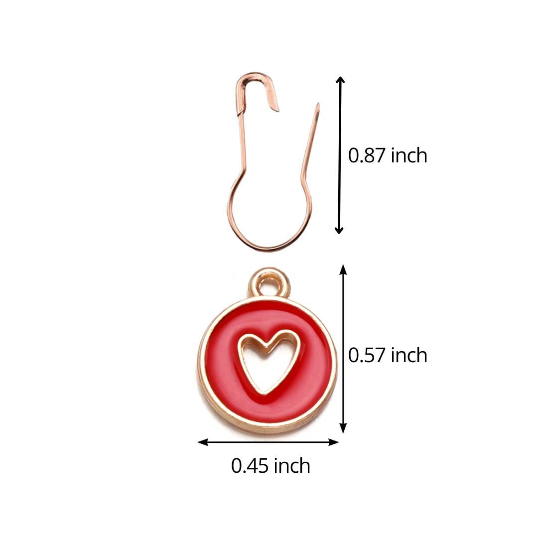 Round Hollow Hearts Stitch Markers, Set of 10, notions