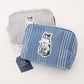 Kusuguru Japan Embroidered "Bowtie Cat" Multi-Dual Zi Pouch