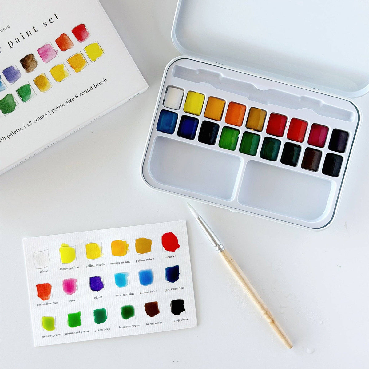 Watercolor Paint set 18 Colors with Brush by Emily Lex