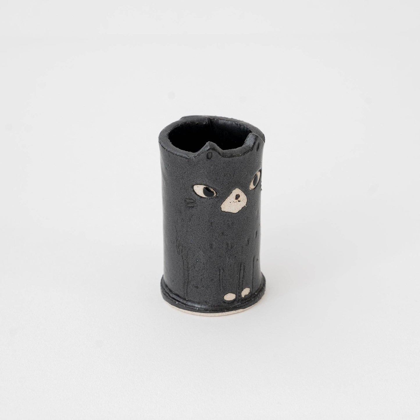 Handmade Cute Ceramic Cat Mini Vase – Black