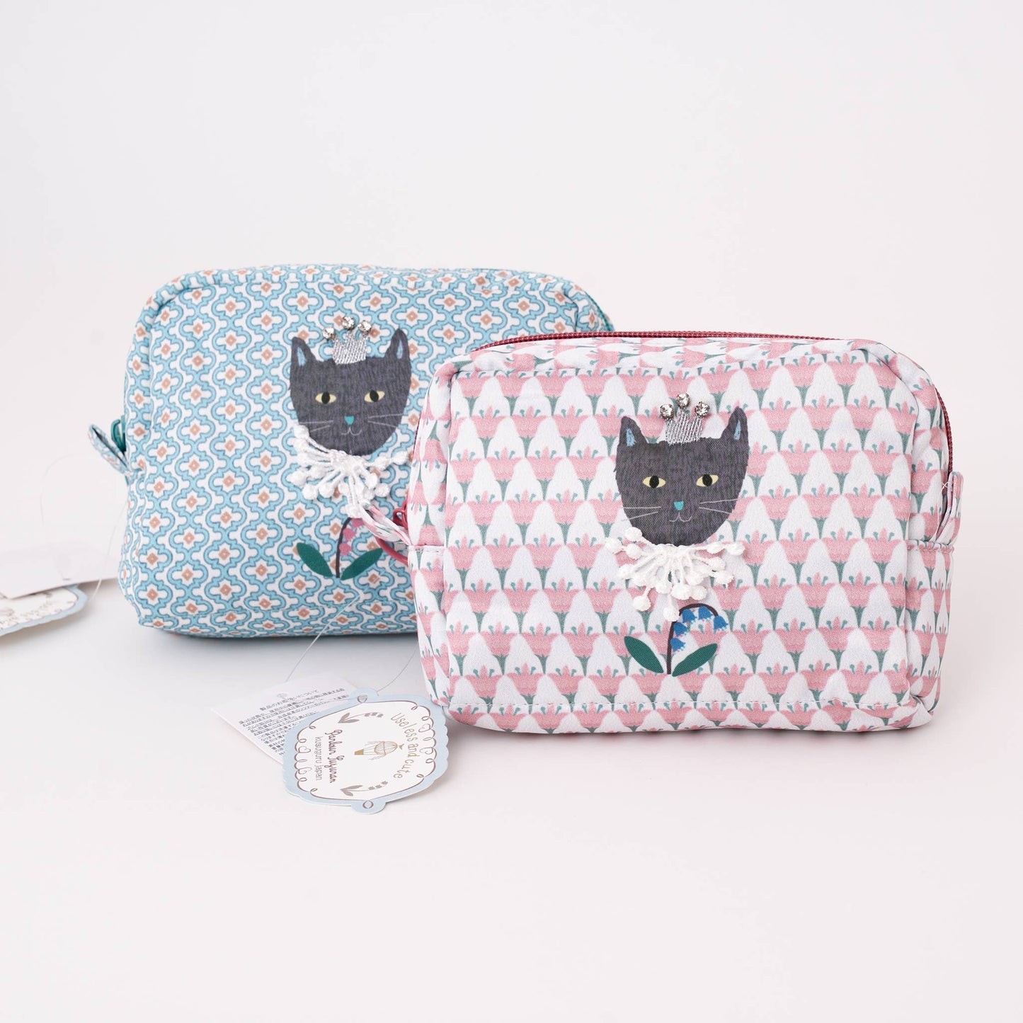 Kusuguru Japan Princess Black Cat Makeup Bag Organizer Pouch