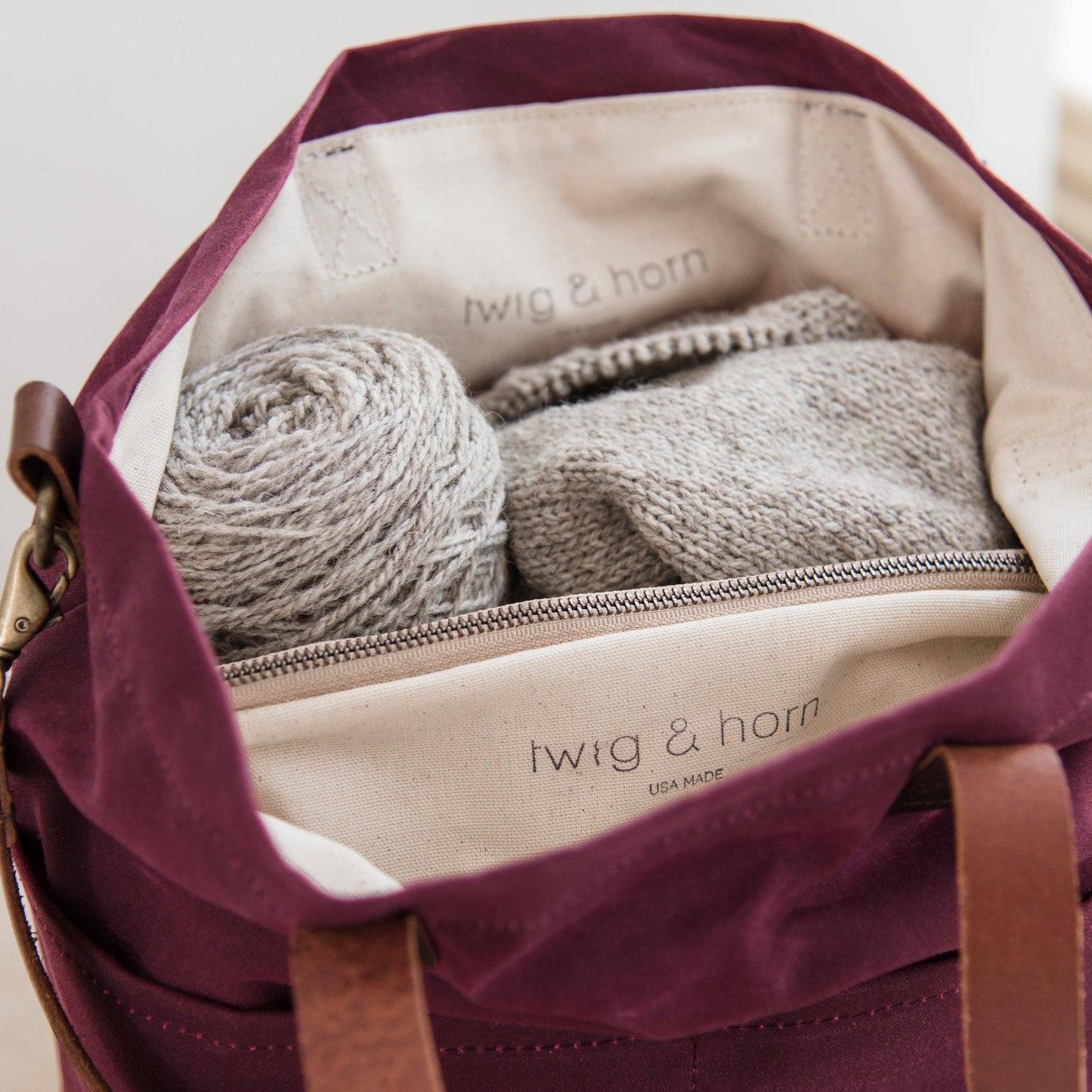 Waxed canvas crossbody tote
