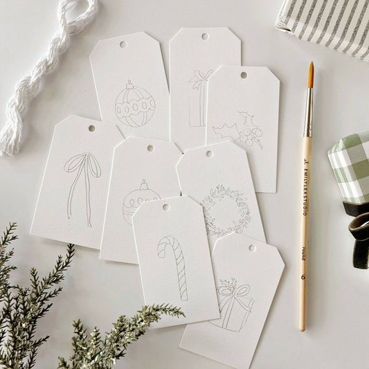 Classic Christmas paintable gift tags by Emily Lux