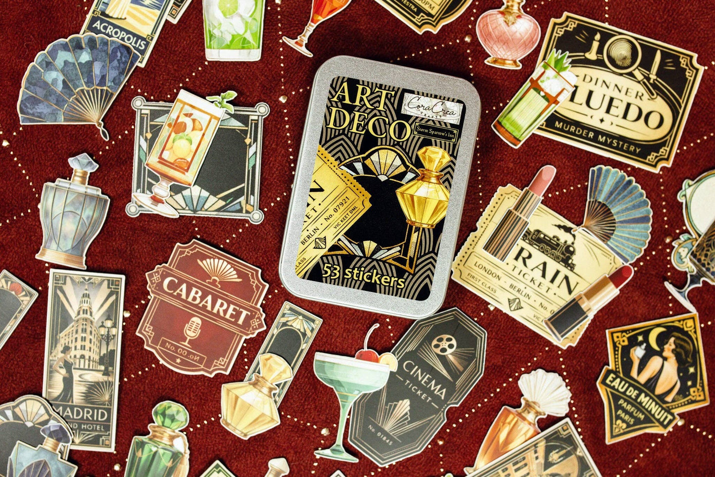 Art Deco Vintage Archive Tin Box Stickers