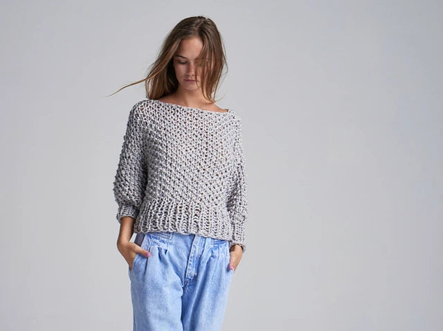 Super Cropped Sweater with Big Cotton by Loopy Mango KAL