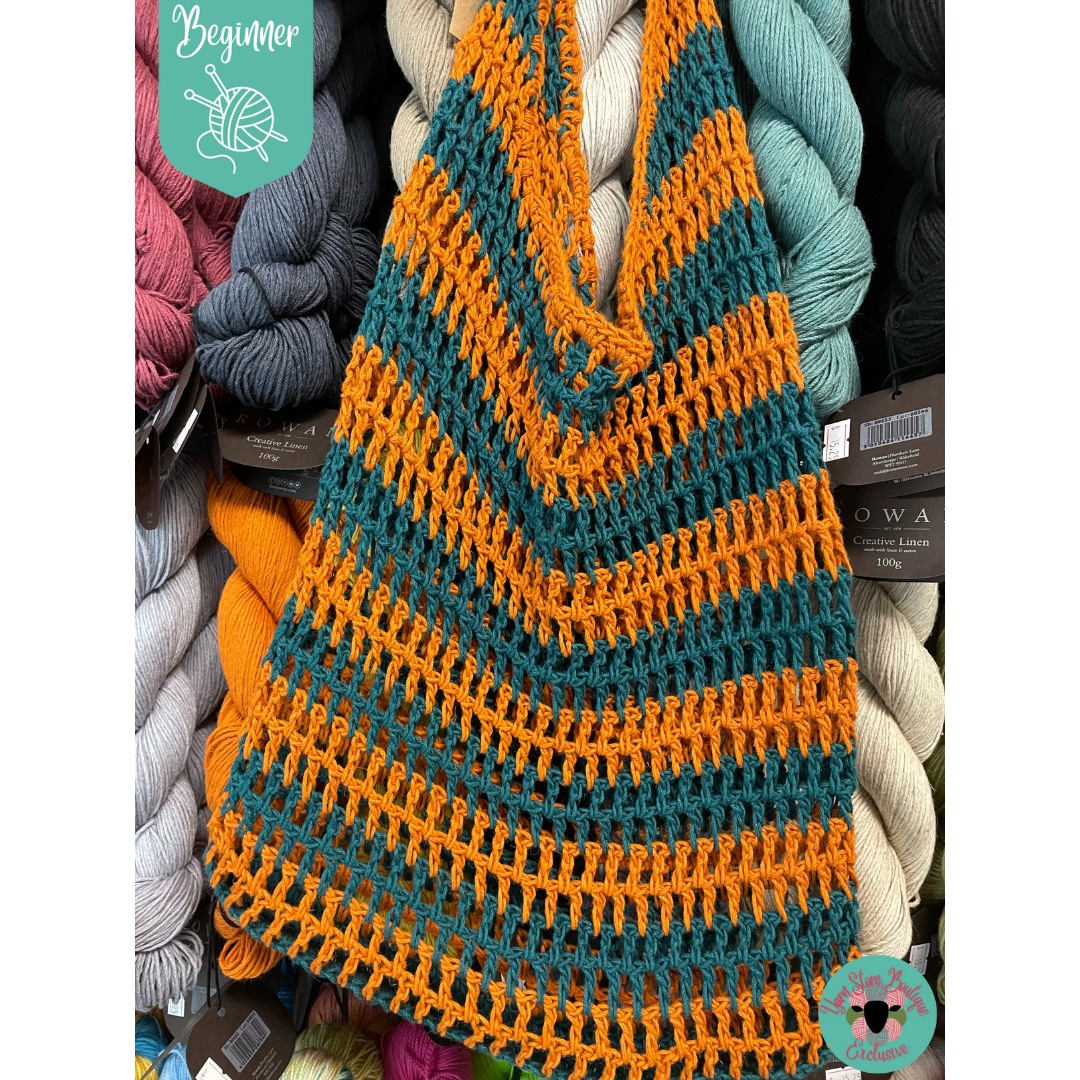 Crocheted Market Bag Kit with Creative Linen by Rowan