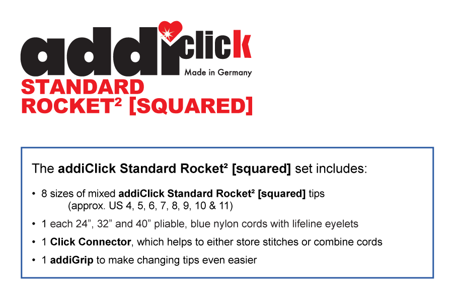 Addi Click Rocket Squared Interchangeable Needle Set